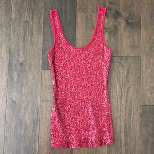 Red sequin xs Express tank